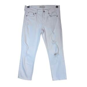 Gap 1969 Women's Slim Crop White Straight Leg Mid Rise Jean Size 26
